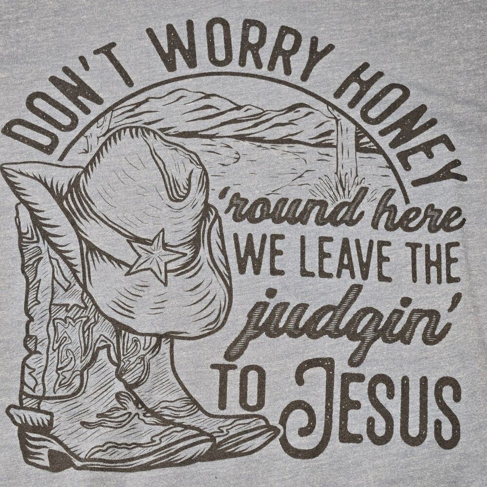 Love In Faith Women’s T‑Shirt M Blue Western Leave Judging to Jesus Christian - Picture 10 of 13